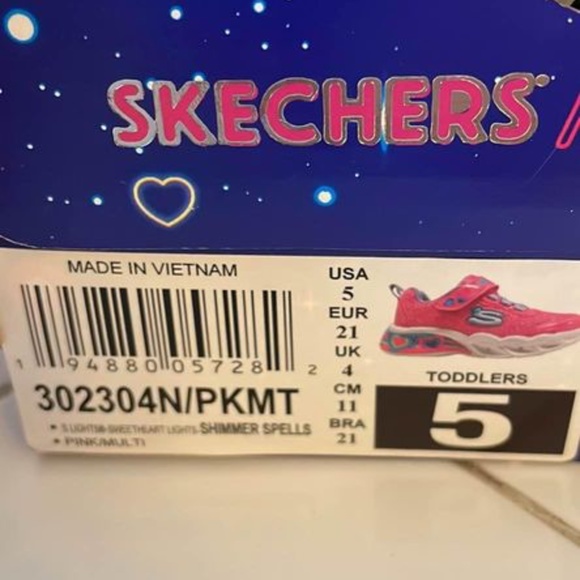 BRAND NEW girl toddler Skechers shimmer heart light up shoes size 5 T - Picture 3 of 3